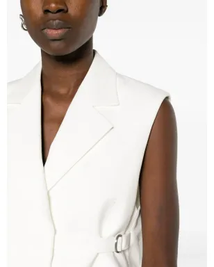 Jil Sander ベルト付きコットンウェストコート - White - サムネイル5