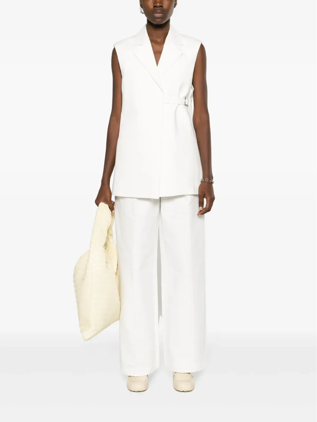 Jil Sander ベルト付きコットンウェストコート - White - 画像2