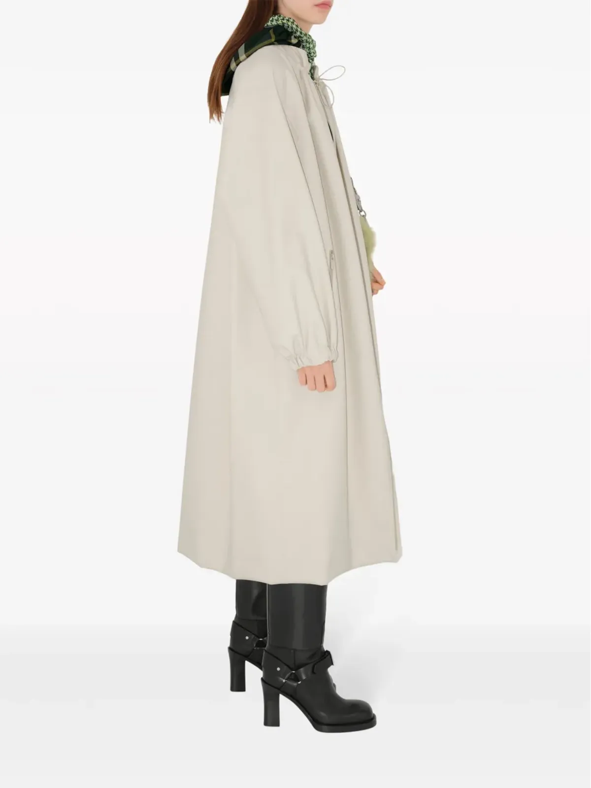 Burberry チェック柄フード付きギャバジンパーカコート - 画像3
