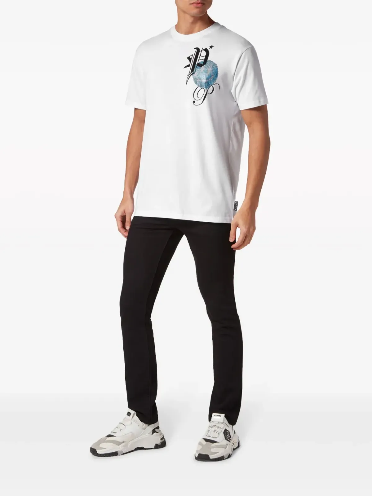 Philipp Plein ラインストーンロゴ コットンTシャツ - ホワイト - 画像2