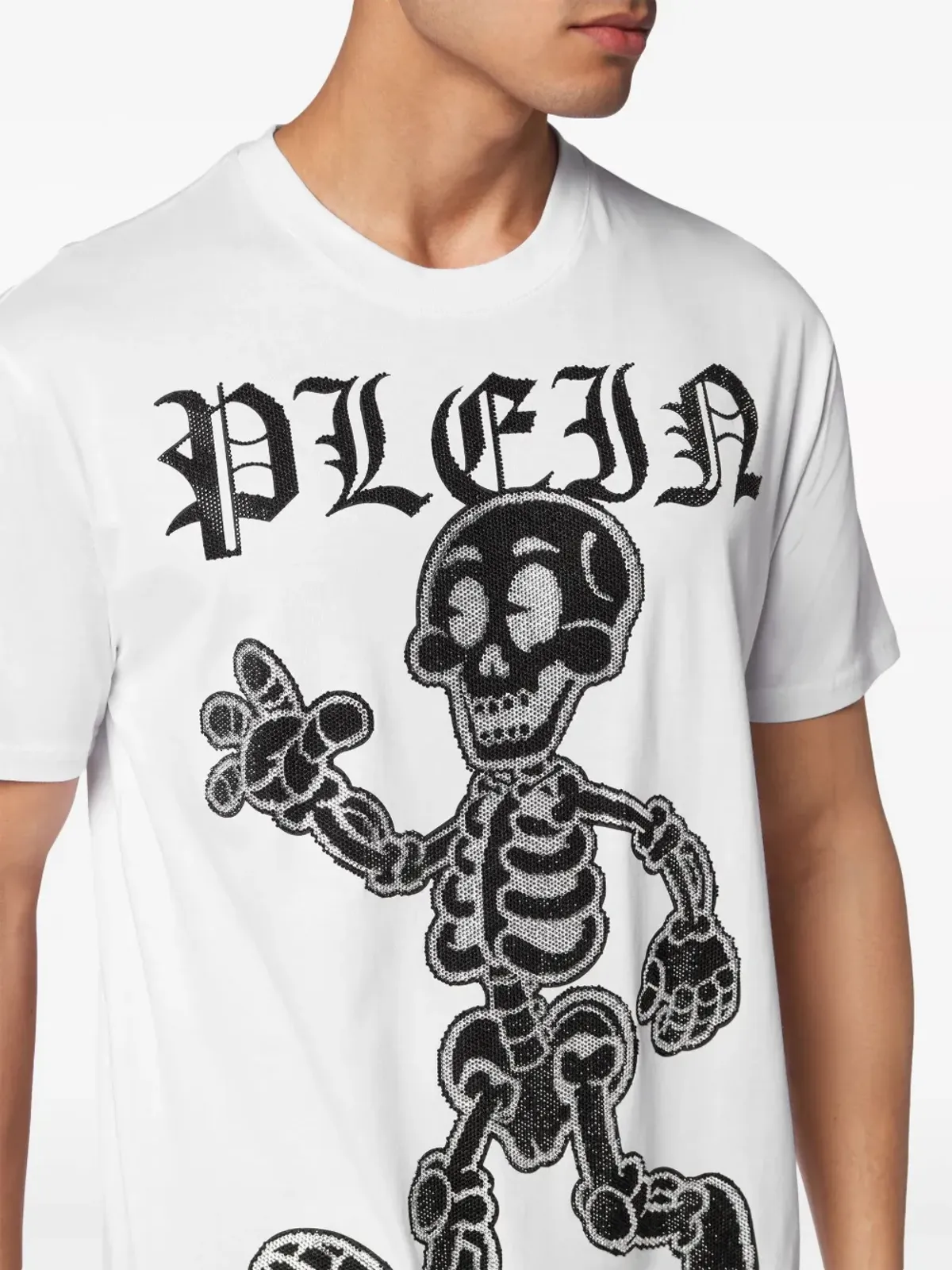 Philipp Plein ラインストーン付きスケルトン コットン Tシャツ - ホワイト - 画像5