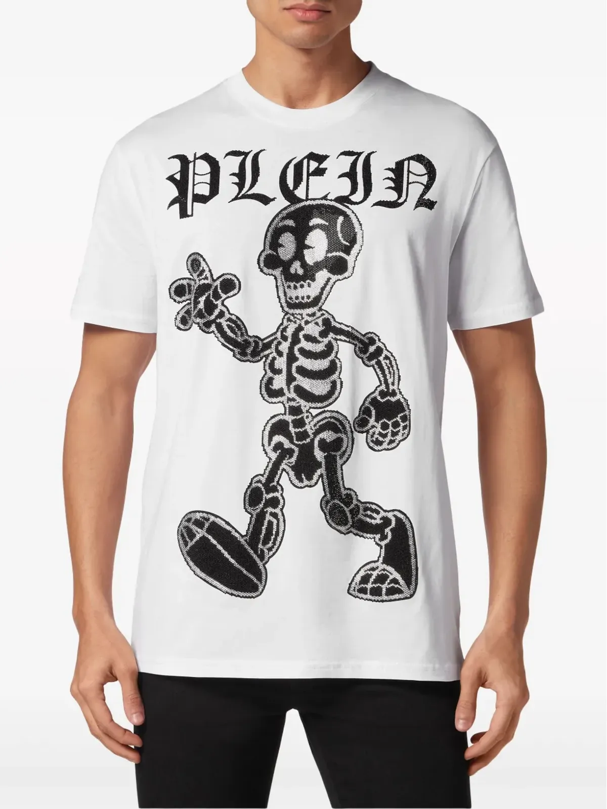 Philipp Plein ラインストーン付きスケルトン コットン Tシャツ - ホワイト - 画像3