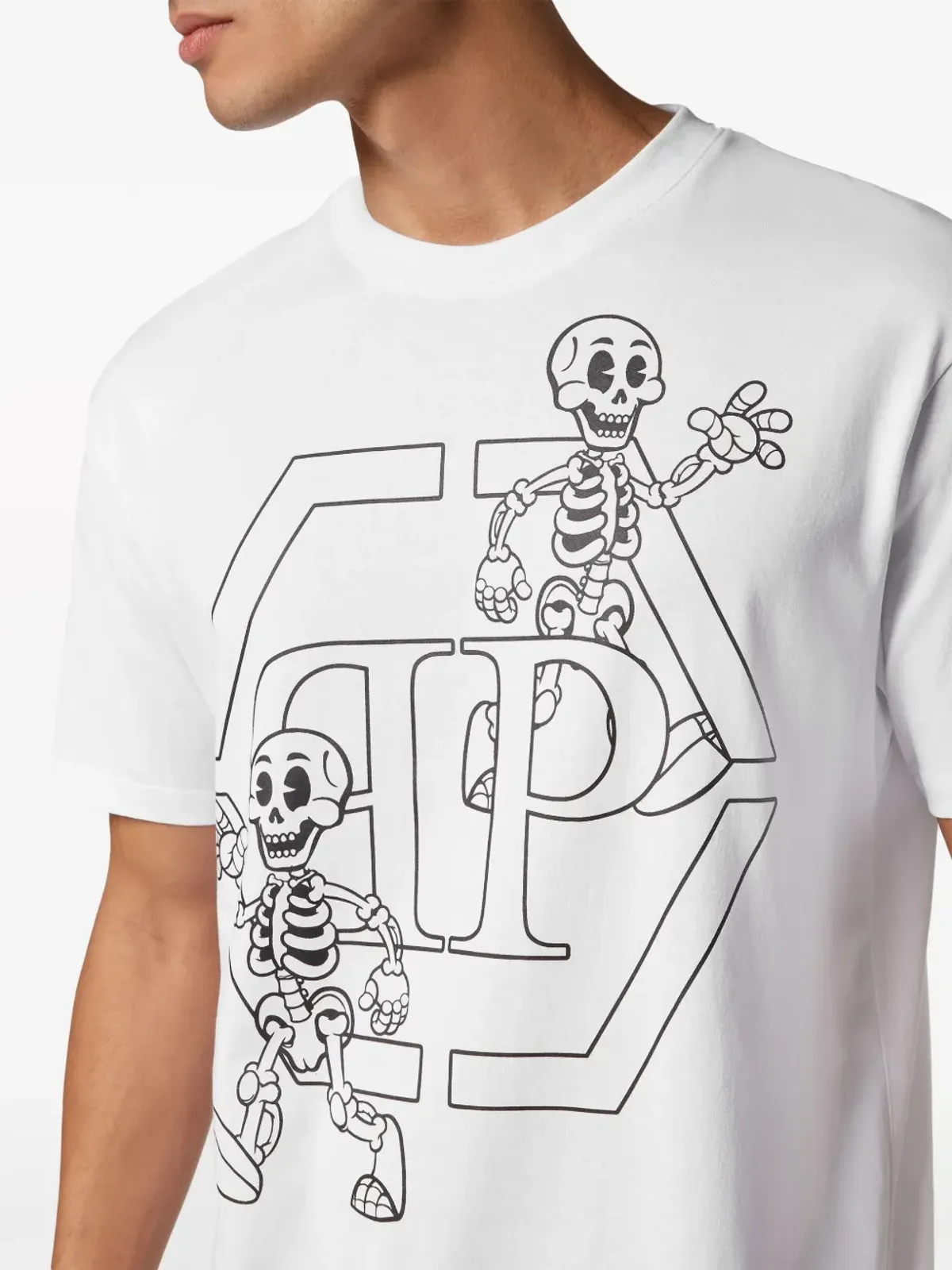 Philipp Plein 骸骨プリント コットンTシャツ - ホワイト - 画像5