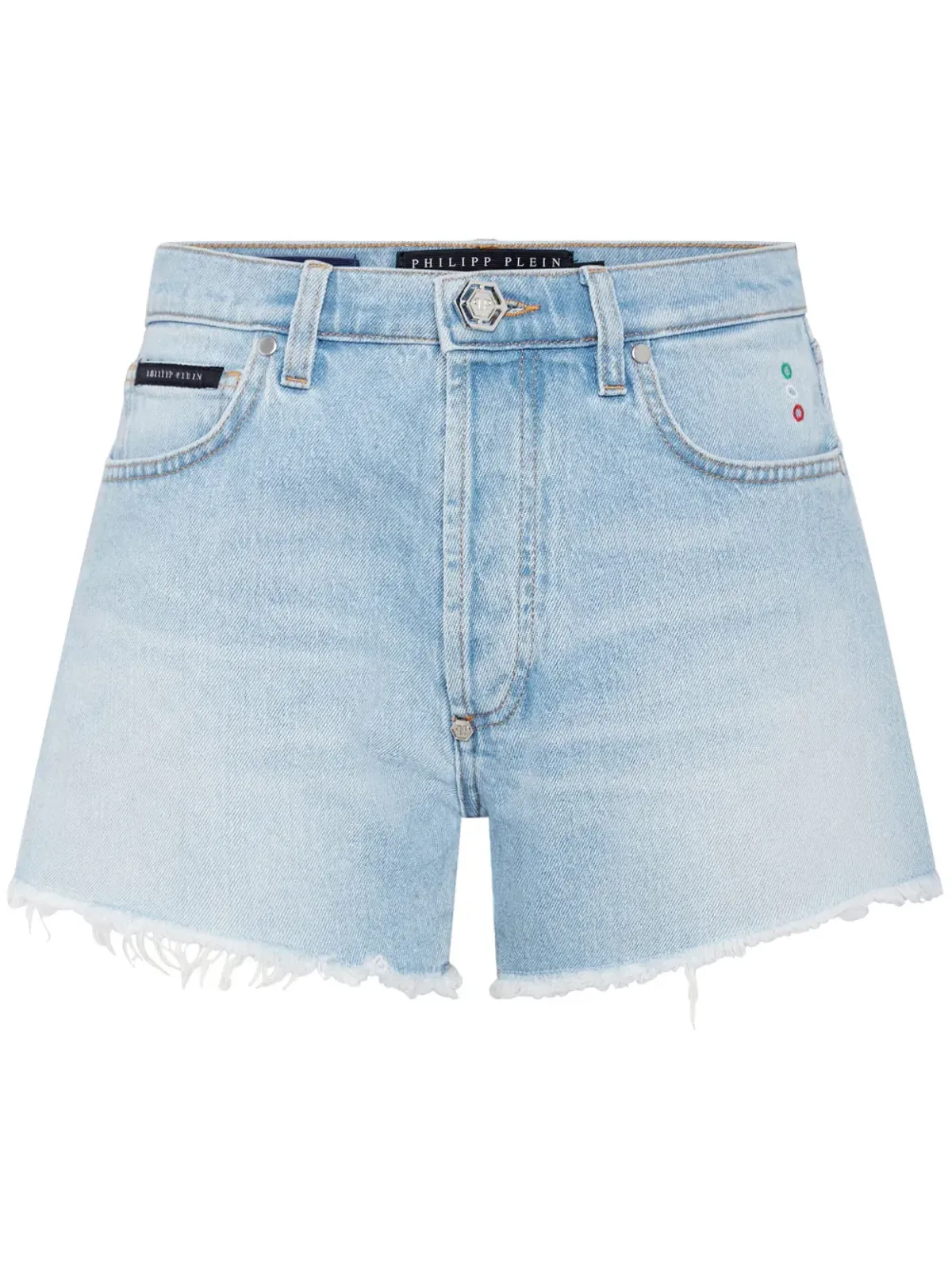 Philipp Plein ロゴアップリケ デニム ミニショーツ - 画像1