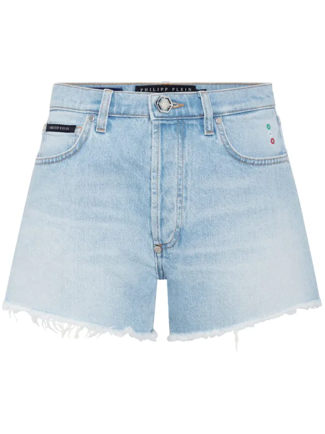 Philipp Plein Philipp Plein ロゴアップリケ デニム ミニショーツの商品画像