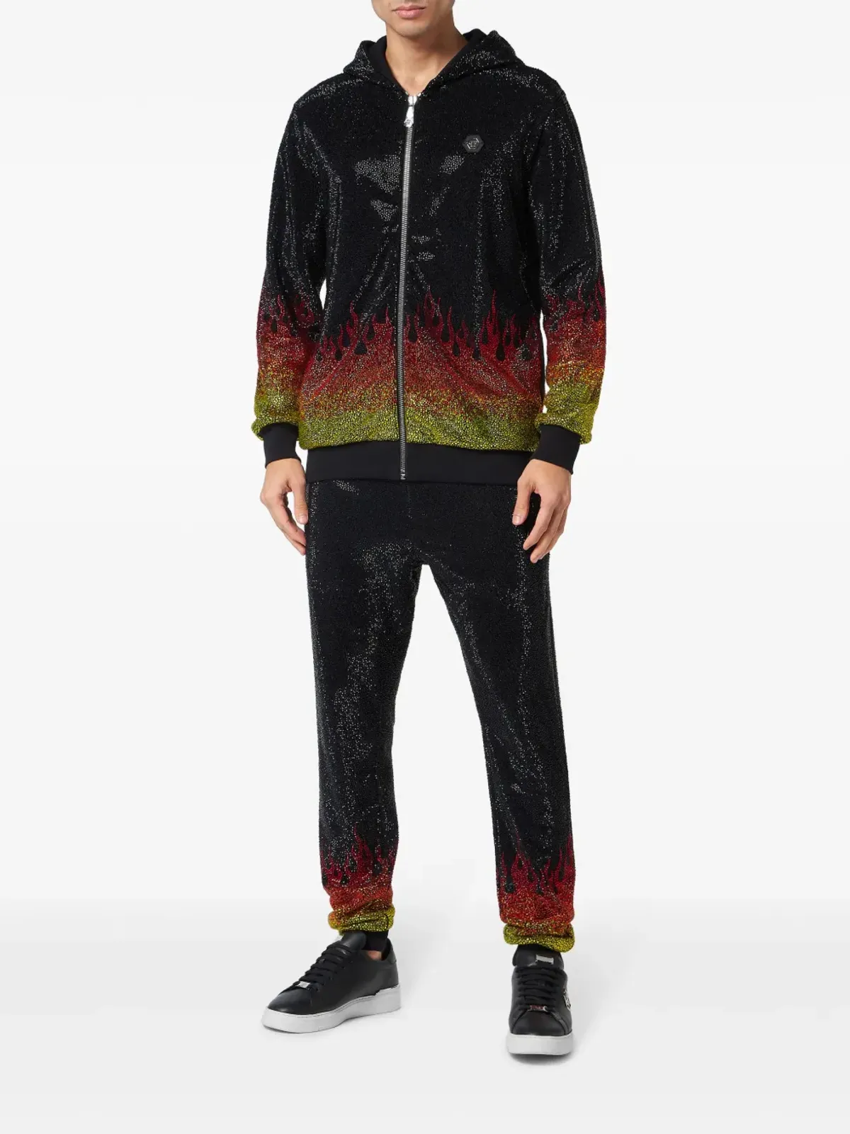 Philipp Plein クリスタル炎モチーフ フード付きトラックスーツセット - ブラック - 画像2