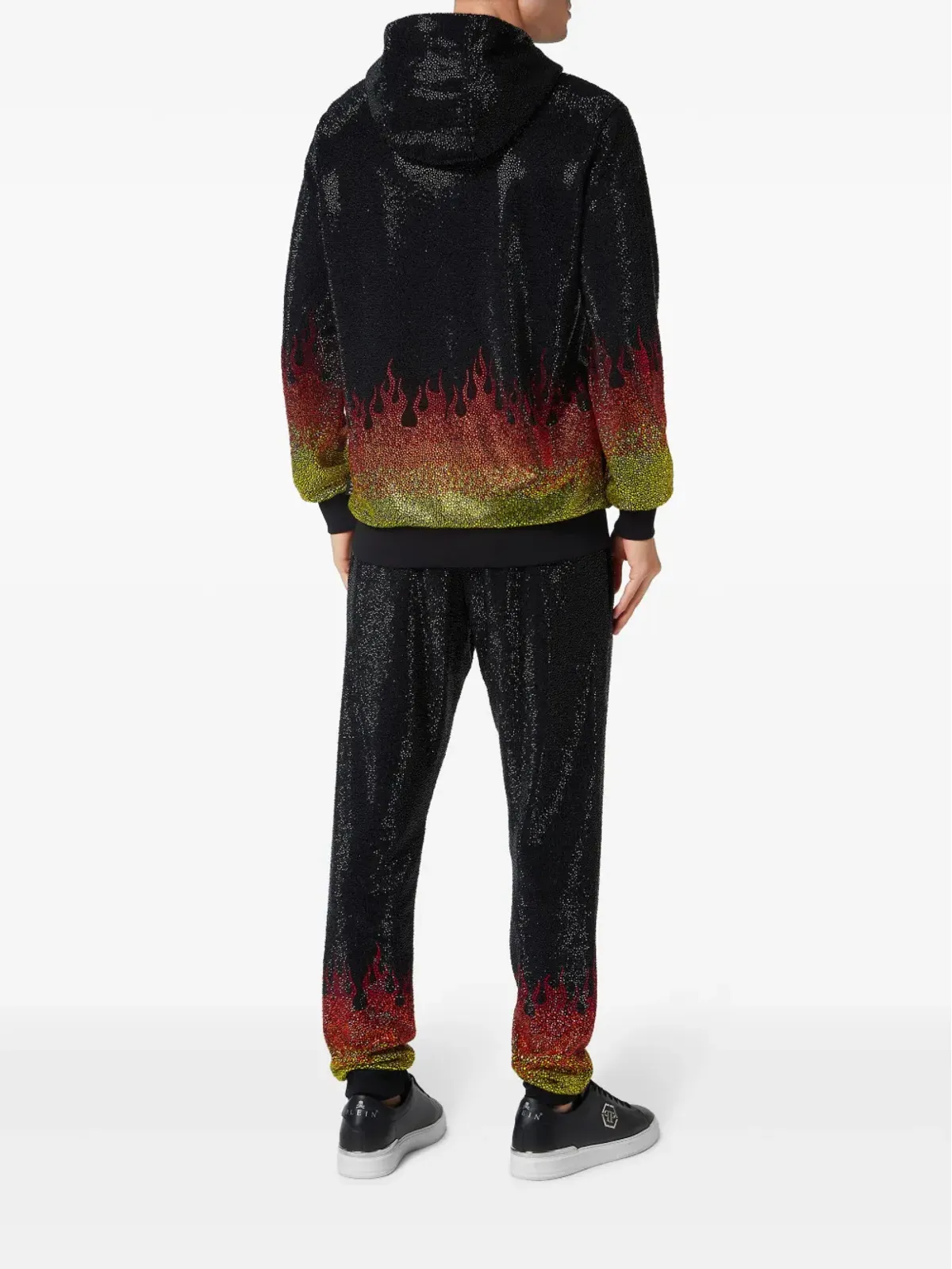 Philipp Plein クリスタル炎モチーフ フード付きトラックスーツセット - ブラック - 画像3