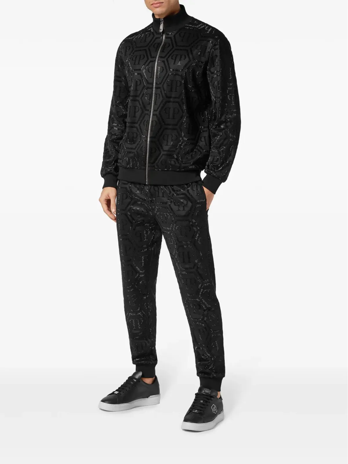 Philipp Plein モノグラム柄ジップアップ トラックスーツセット - ブラック - 画像2