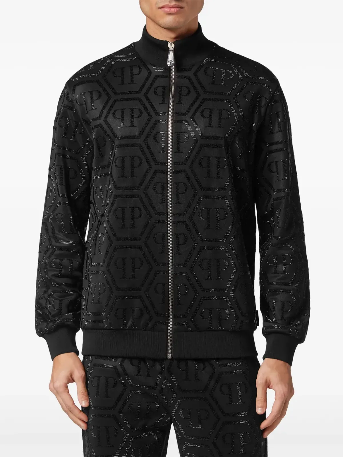 Philipp Plein モノグラム柄ジップアップ トラックスーツセット - ブラック - 画像4