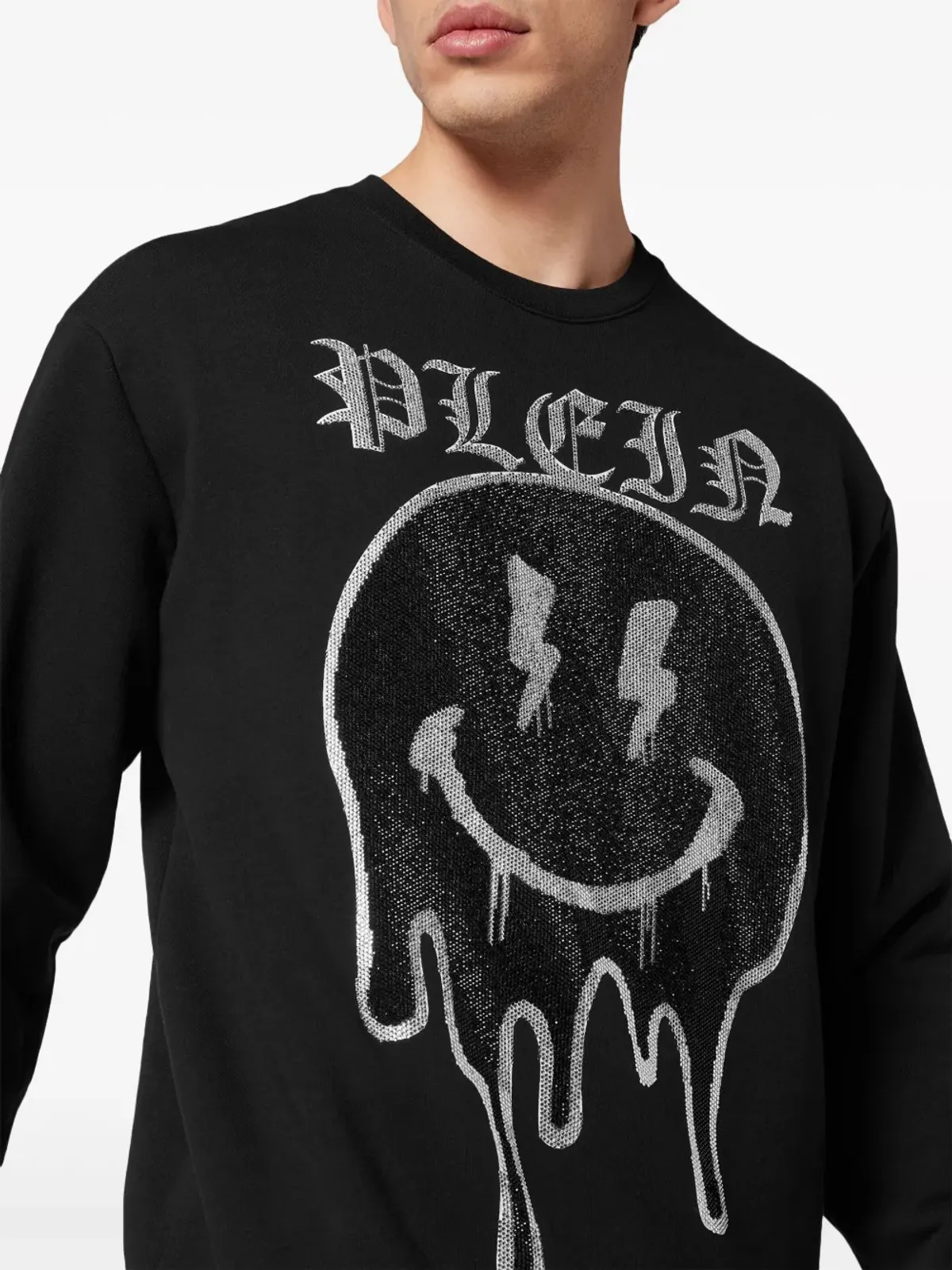 Philipp Plein スマイルのラインストーン装飾スウェットシャツ - ブラック - 画像4