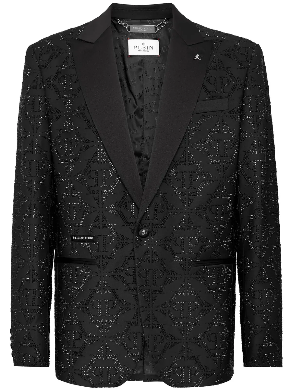 Philipp Plein 六角形クリスタル装飾ブレザー ブラック - 画像1