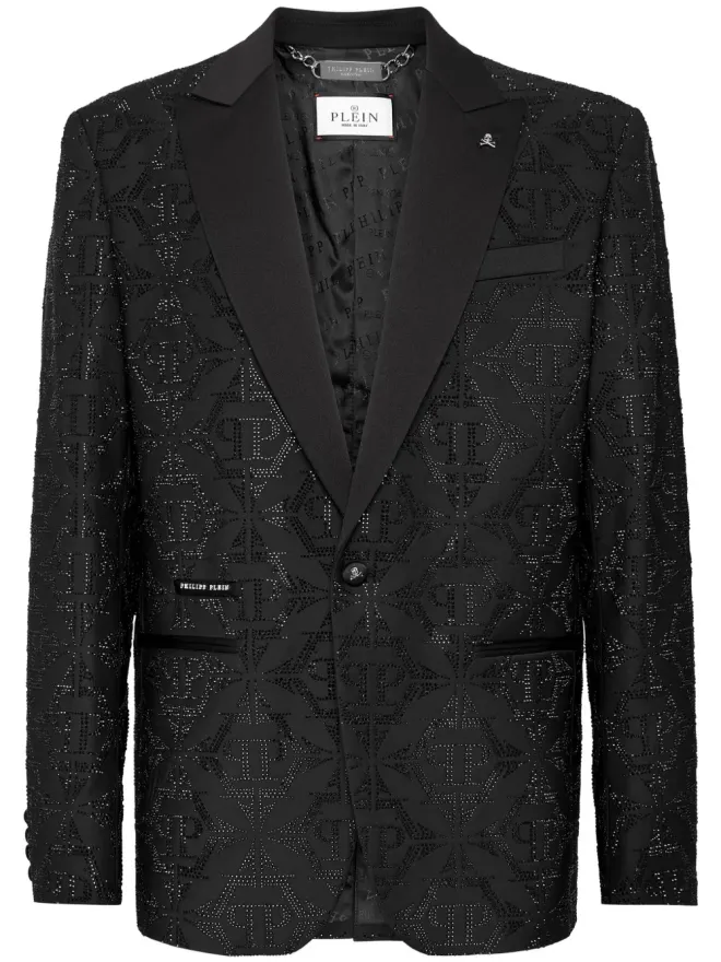 Philipp Plein Philipp Plein 六角形クリスタル装飾ブレザー ブラックの商品画像