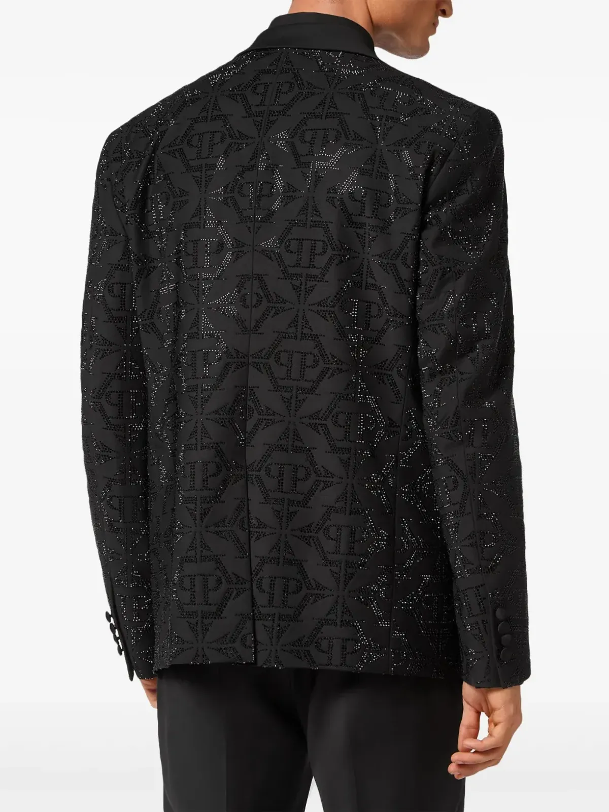 Philipp Plein 六角形クリスタル装飾ブレザー ブラック - 画像3