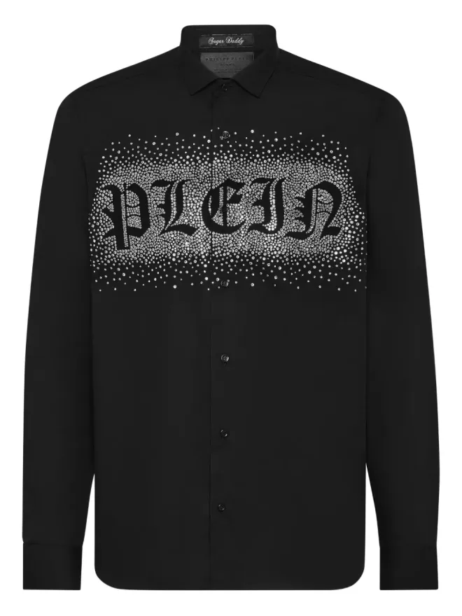 Philipp Plein Philipp Plein シュガーダディ ラインストーン装飾シャツ ブラックの商品画像