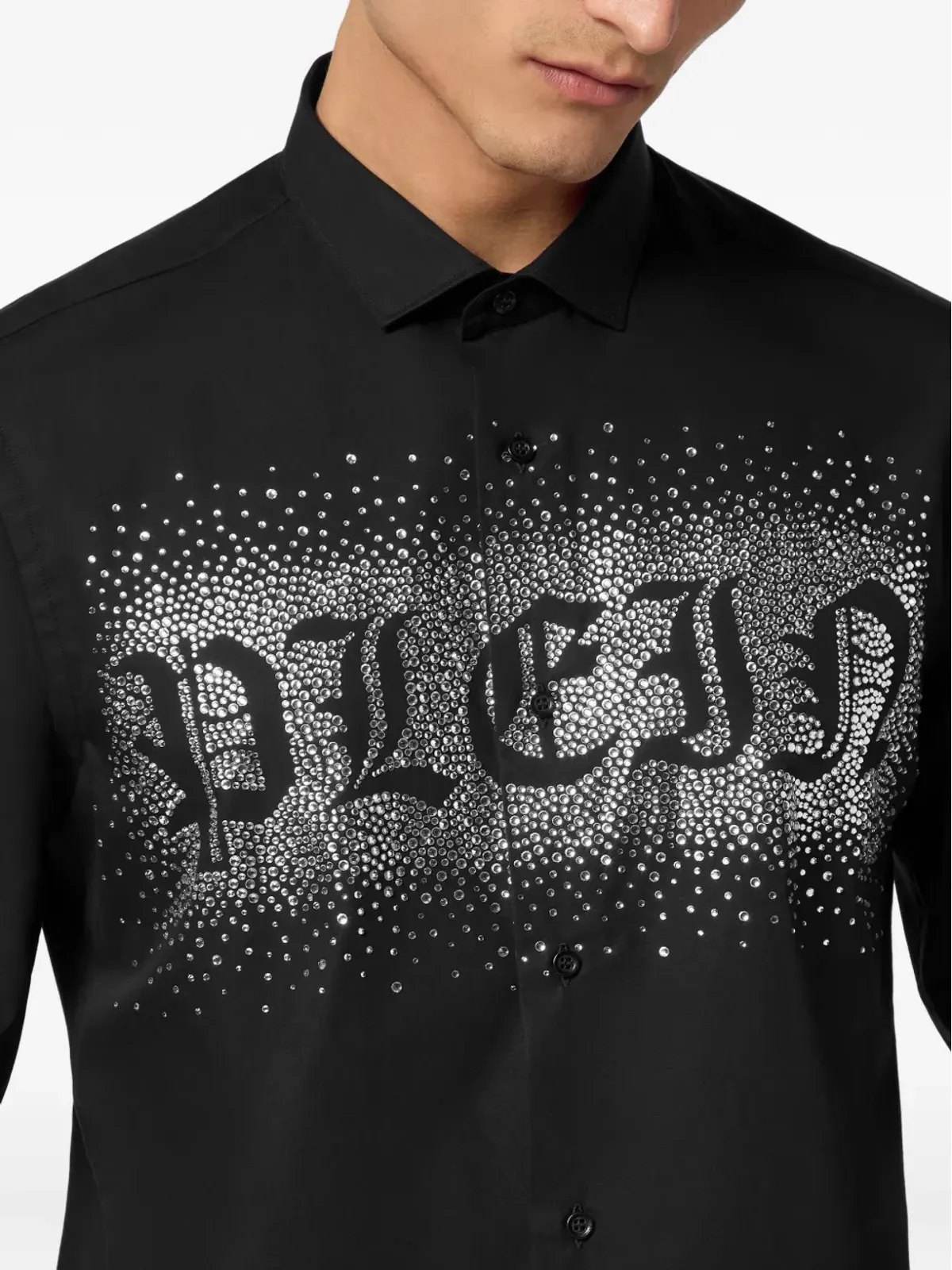 Philipp Plein シュガーダディ ラインストーン装飾シャツ ブラック - 画像5