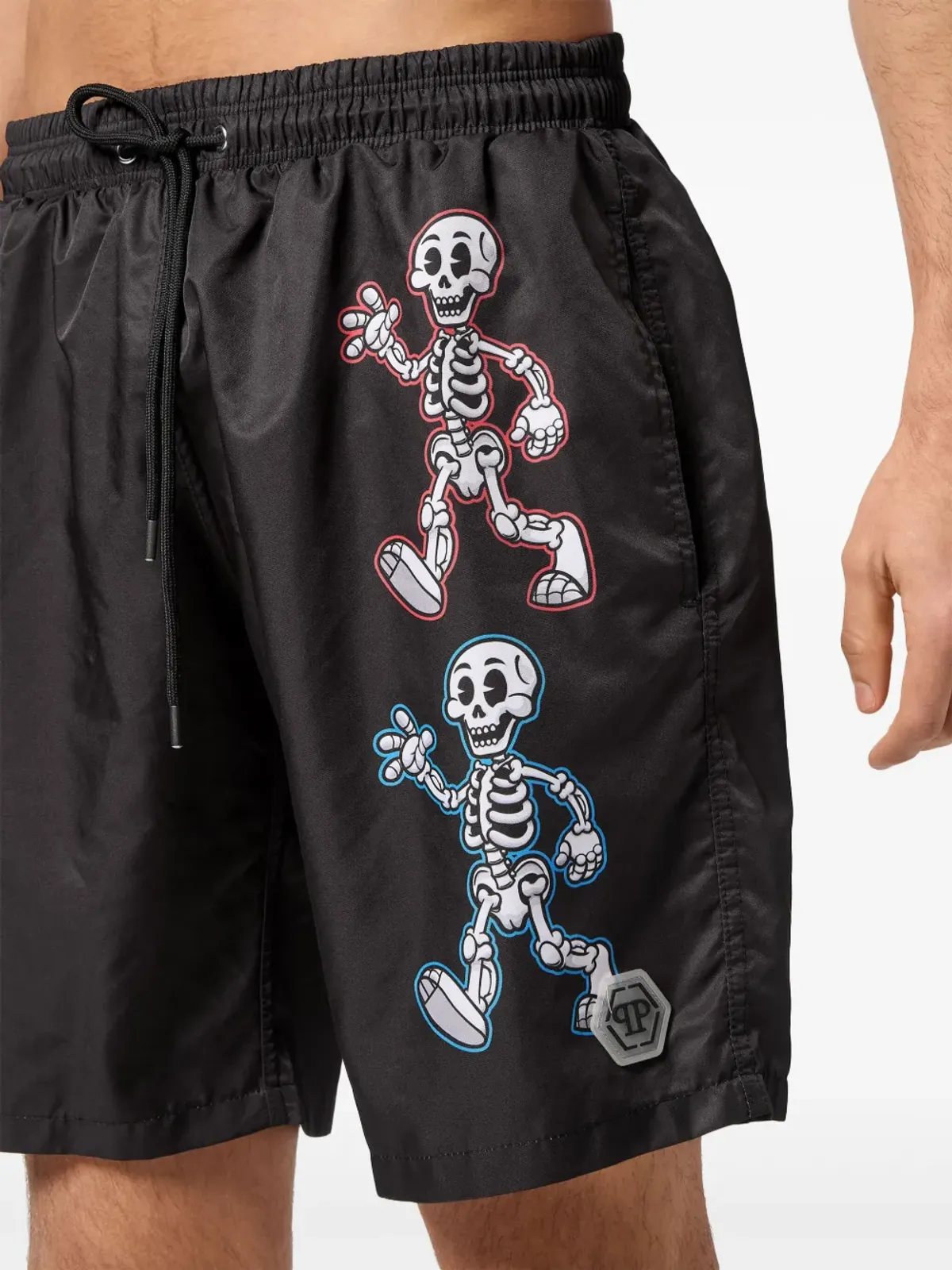 Philipp Plein スケルトンプリント スイムショーツ ブラック - 画像5