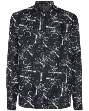 Philipp Plein スカル＆ボーンズ シルクシャツ - ブラック - サムネイル1