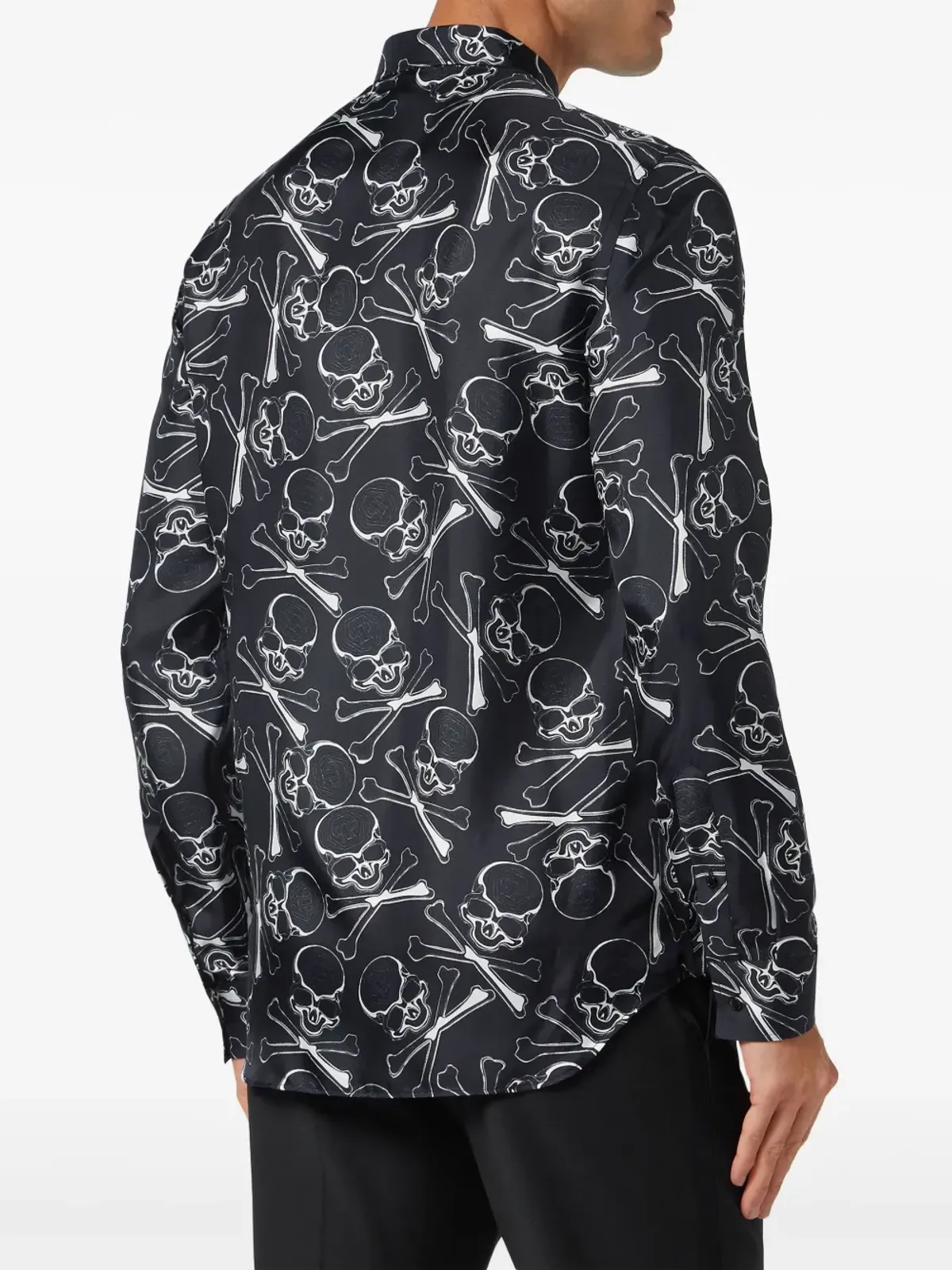 Philipp Plein スカル＆ボーンズ シルクシャツ - ブラック - 画像4