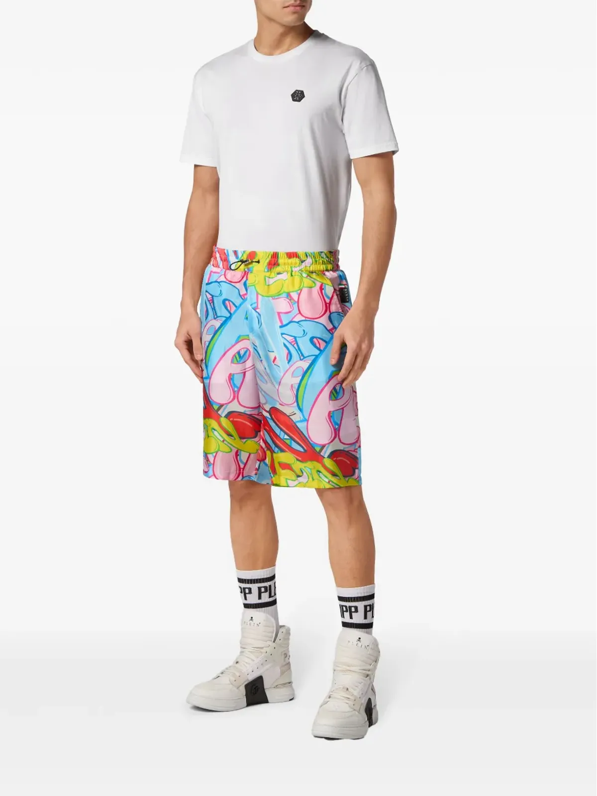 Philipp Plein ボンビンググラフィティ シルク バミューダショーツ - 画像2