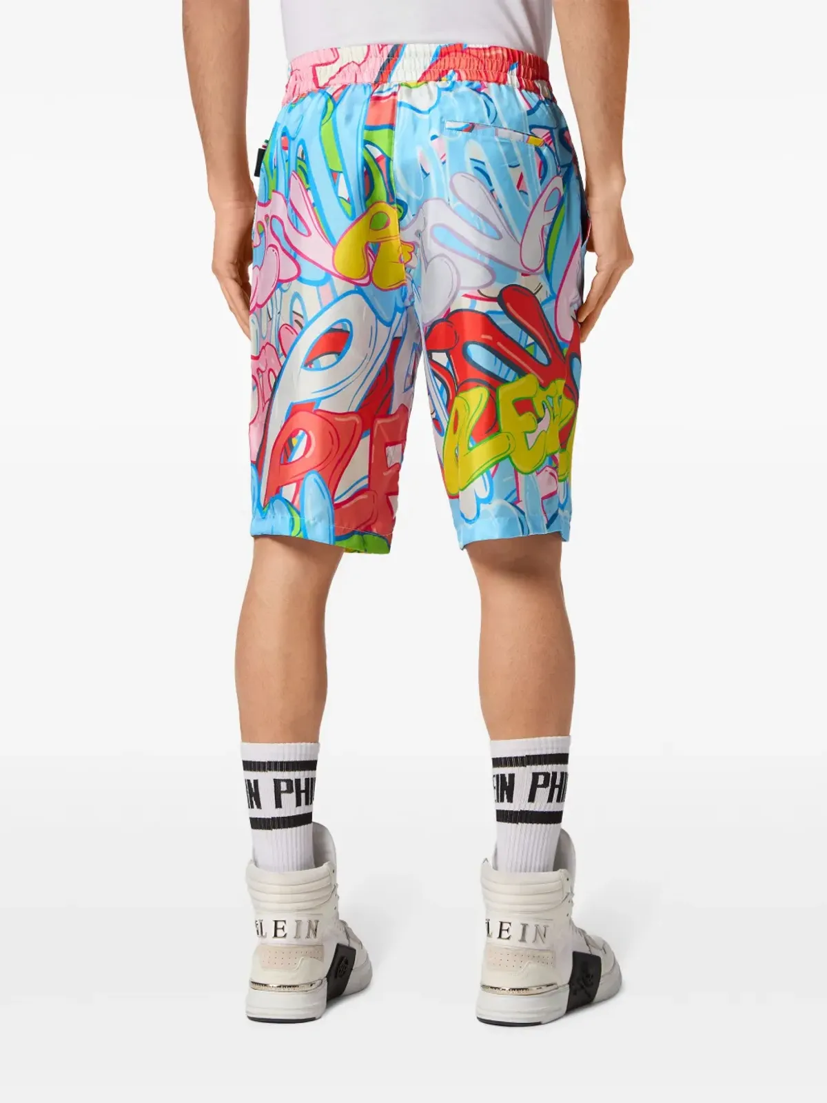 Philipp Plein ボンビンググラフィティ シルク バミューダショーツ - 画像4