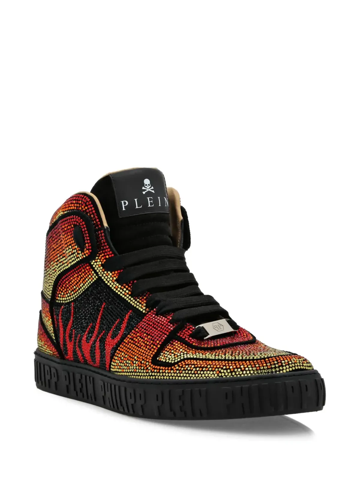 Philipp Plein ハイカットクリスタル装飾スニーカー ブラック - 画像2