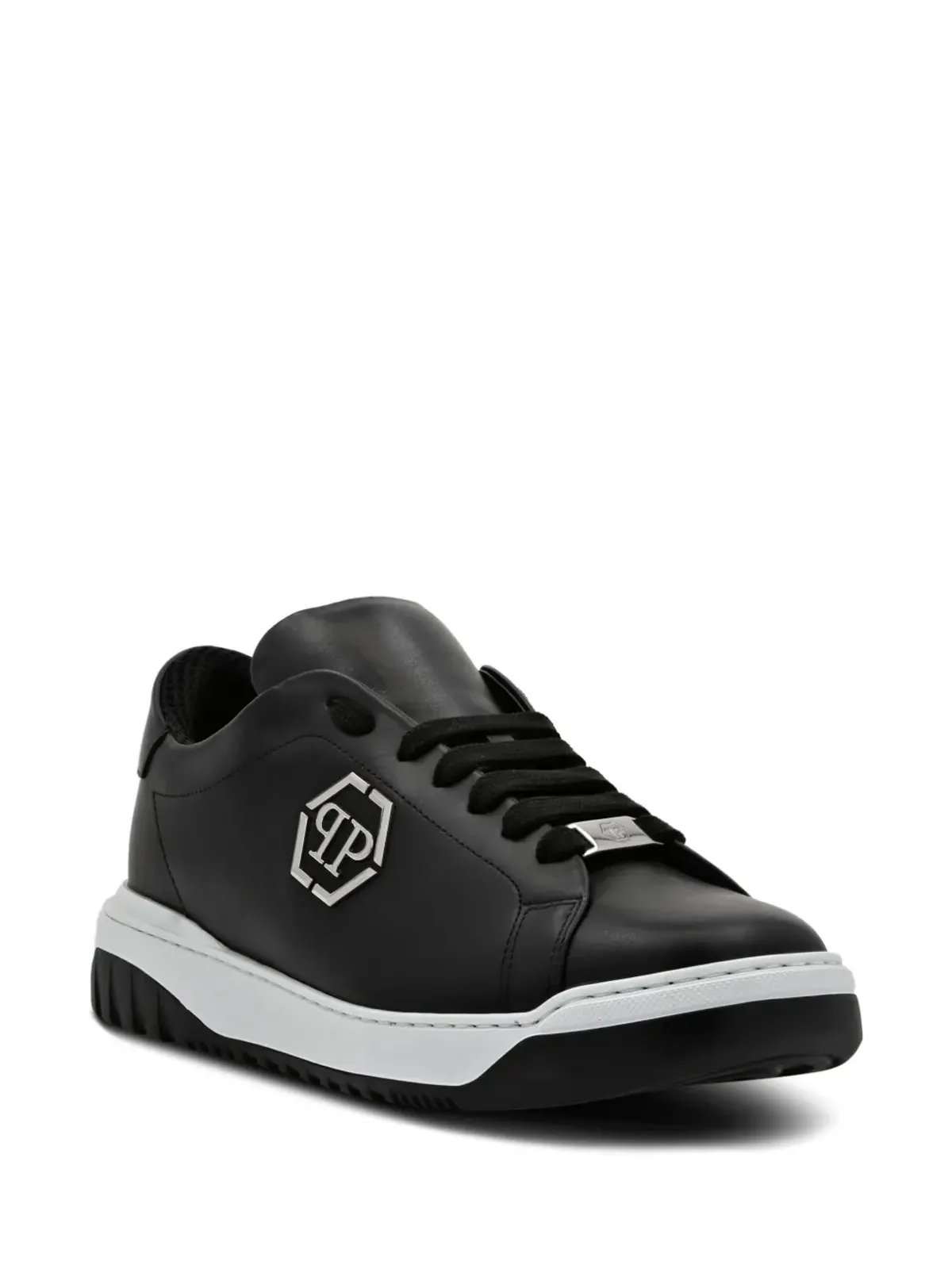 Philipp Plein ロゴアップリケ レザー スニーカー - 画像2