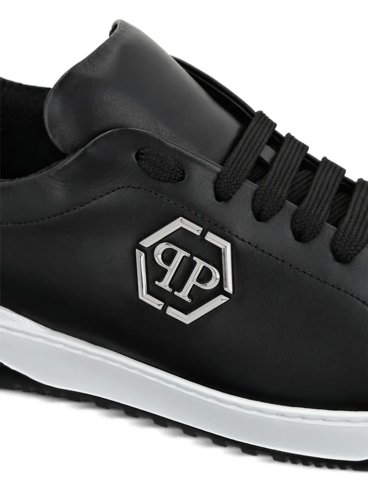 Philipp Plein ロゴアップリケ レザー スニーカー - 画像3