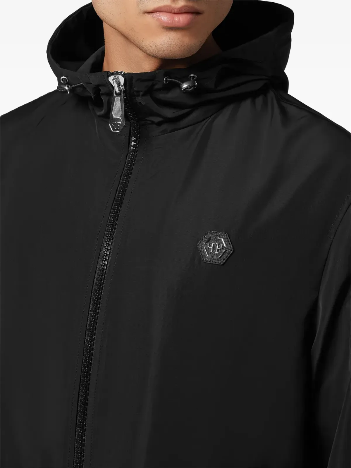 Philipp Plein ロゴパッチ フード付きウィンドブレーカー - ブラック - 画像5