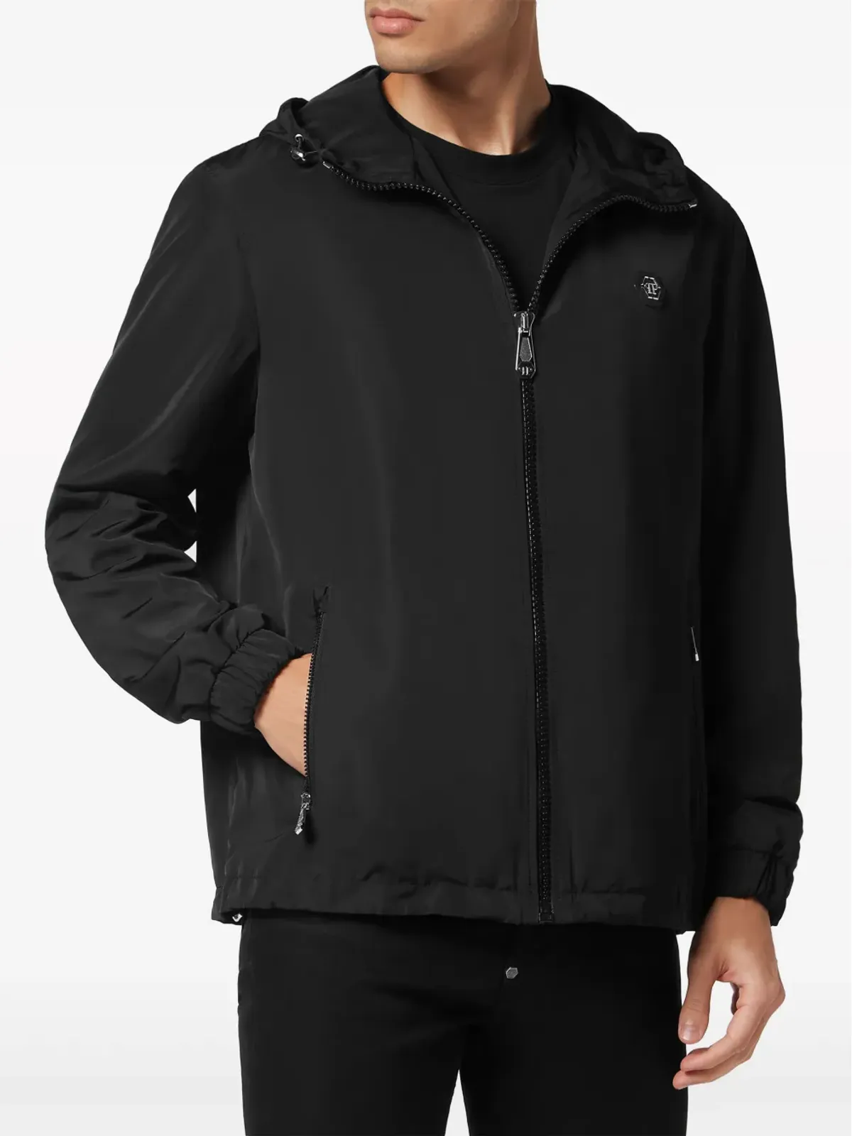 Philipp Plein ロゴパッチ フード付きウィンドブレーカー - ブラック - 画像3