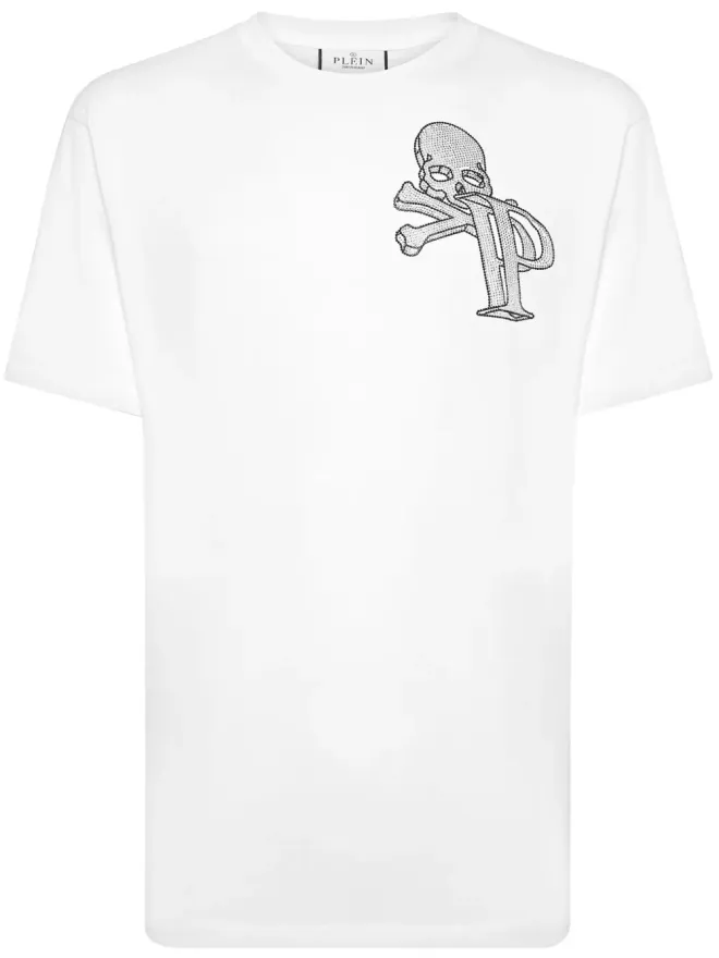 Philipp Plein Philipp Plein スカルロゴ コットン Tシャツ - ホワイトの商品画像