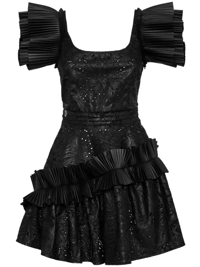 Philipp Plein Philipp Plein フリル付きフェイクレザー ミニドレスの商品画像