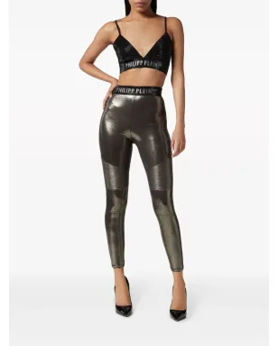 Philipp Plein ロゴ入りウエストバンド ラメ レギンス - ゴールド - サムネイル2