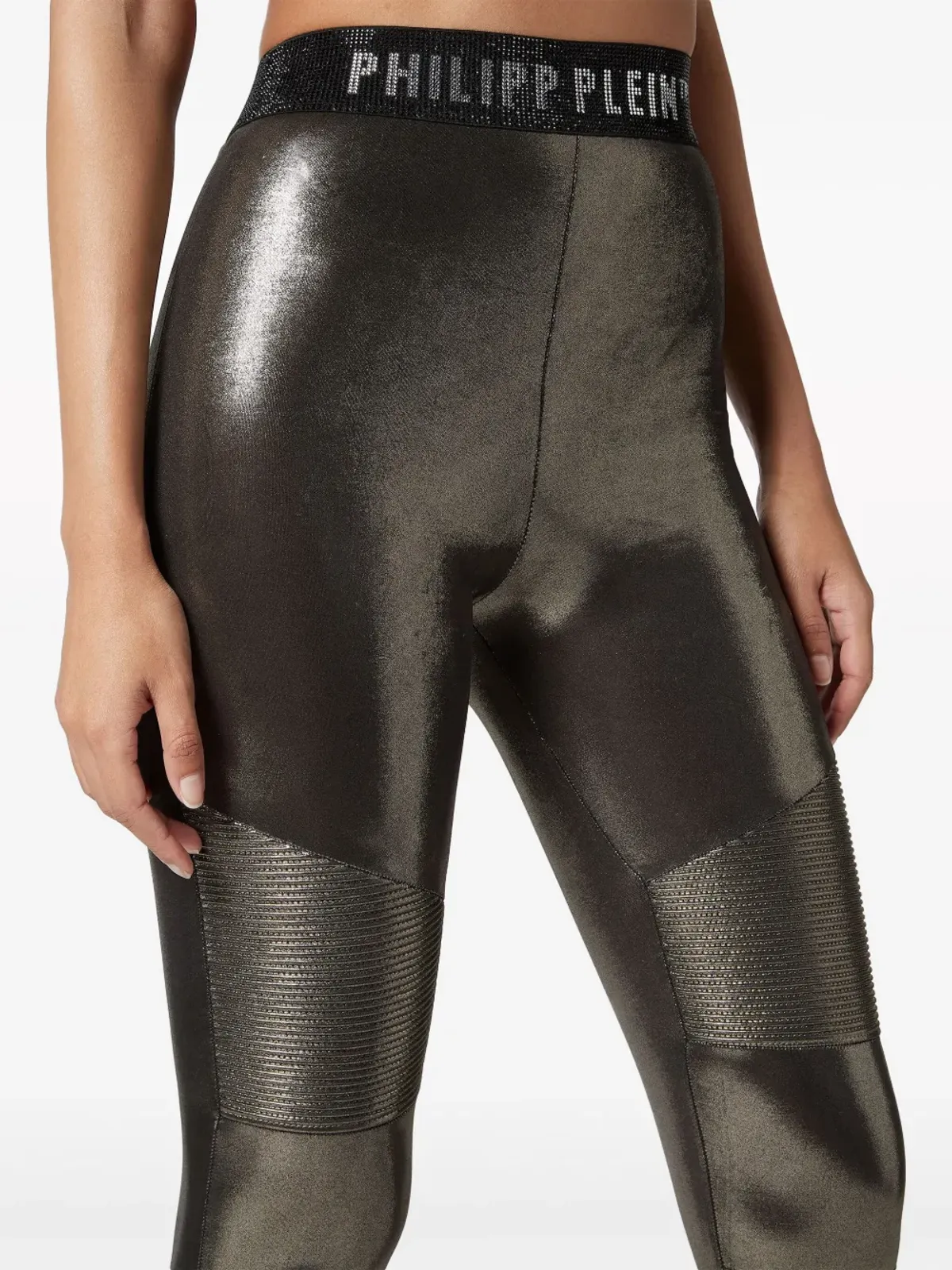 Philipp Plein ロゴ入りウエストバンド ラメ レギンス - ゴールド - 画像4