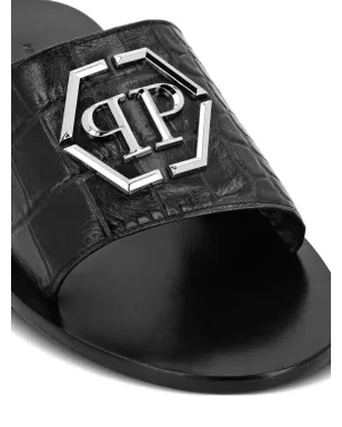 Philipp Plein ロゴプレート レザーサンダル - ブラック - サムネイル3