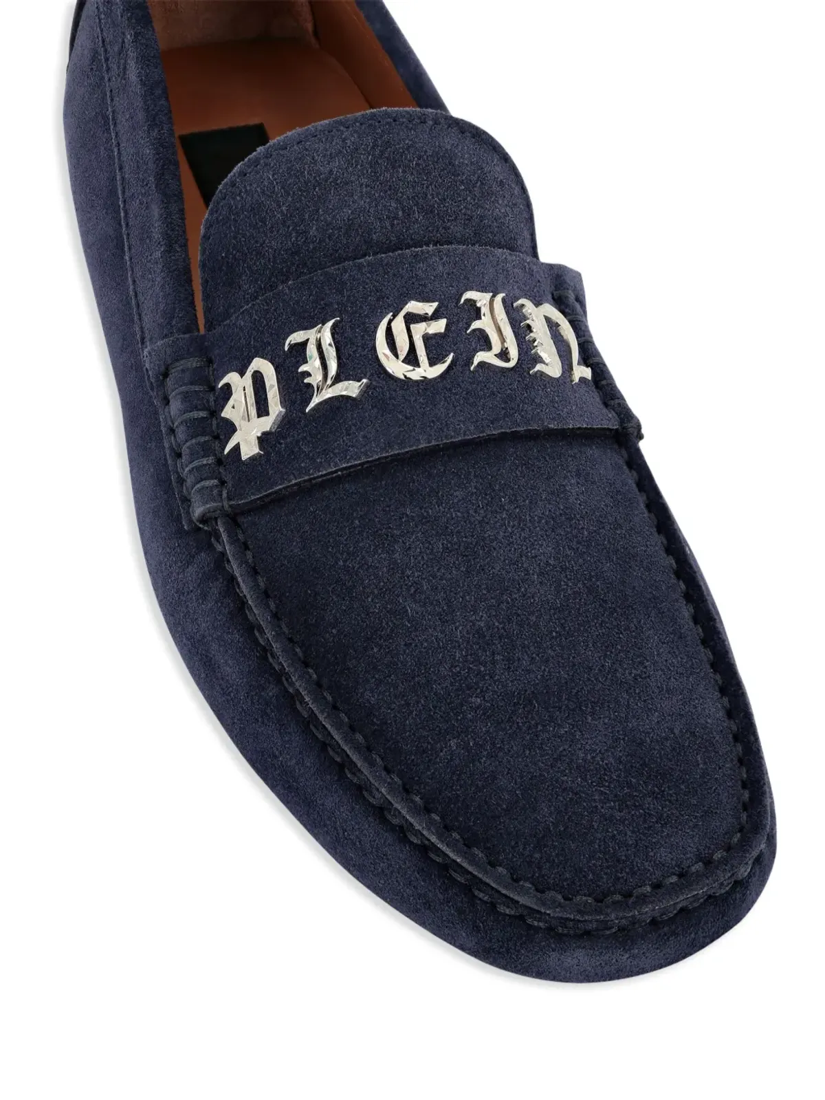 Philipp Plein ゴシック Plein スエードモカシン ブルー - 画像3