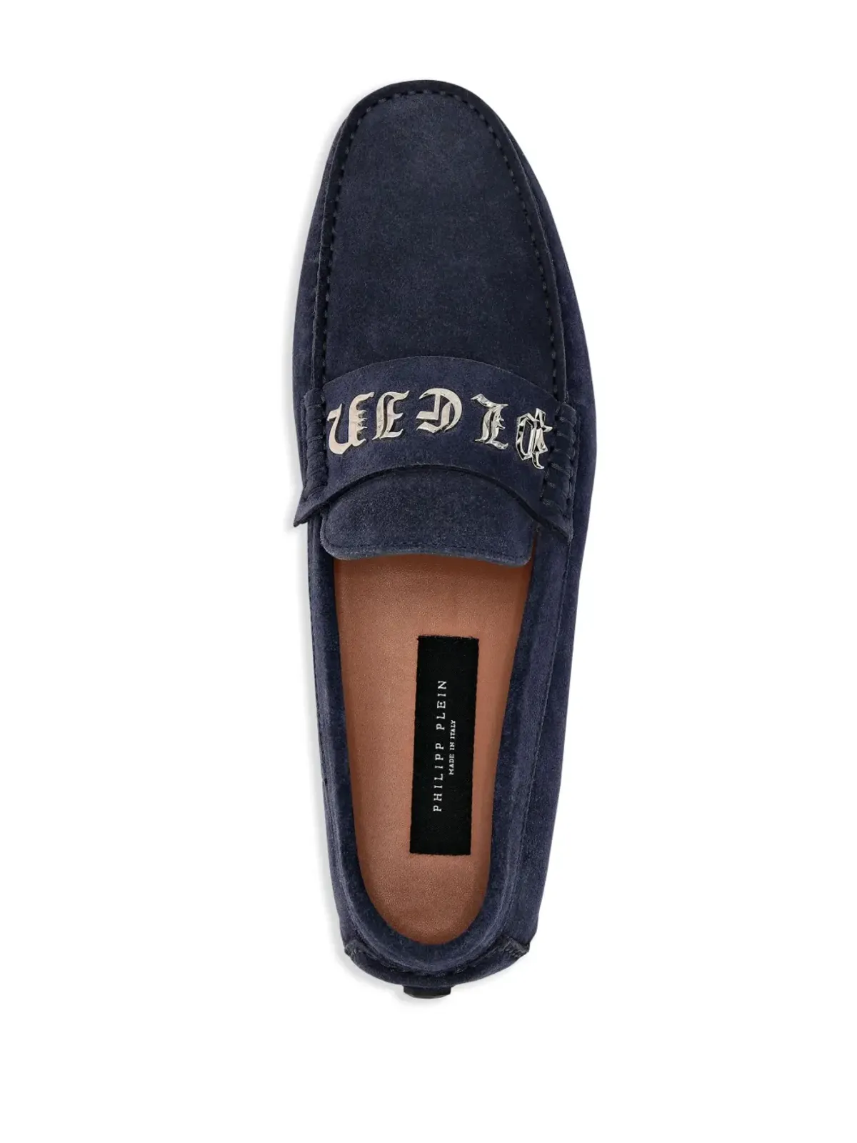 Philipp Plein ゴシック Plein スエードモカシン ブルー - 画像4