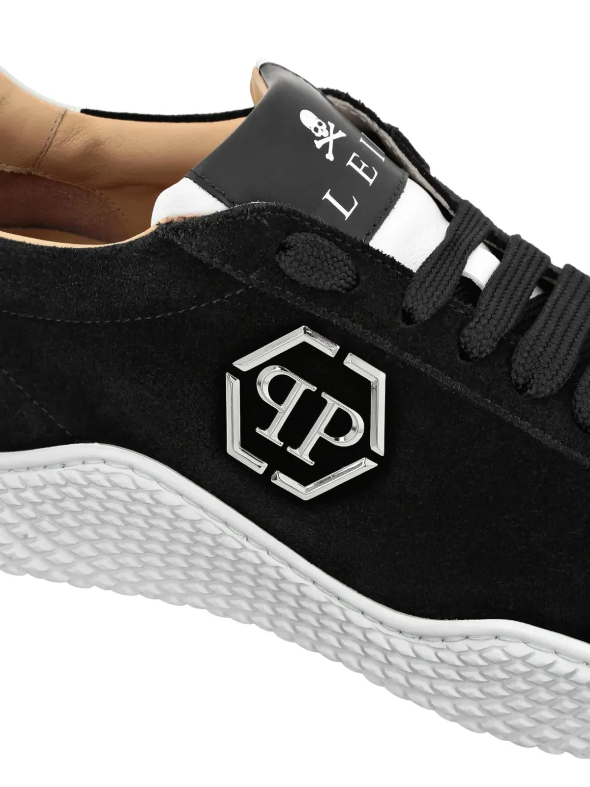 Philipp Plein ロゴプレート付きスエードスニーカー - ブラック - 画像4