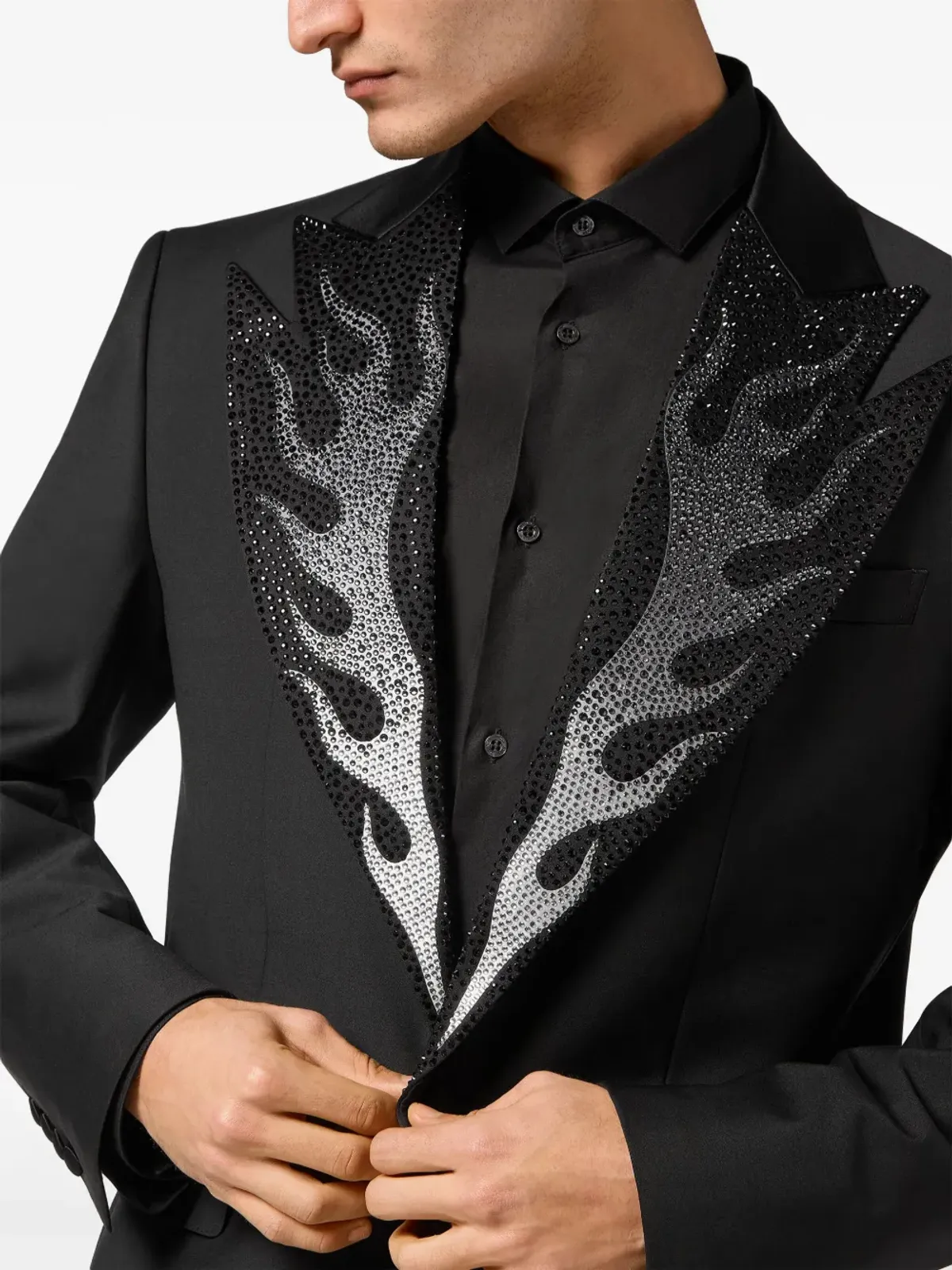 Philipp Plein Flame シングルブレスト ブレザー ブラック - 画像5