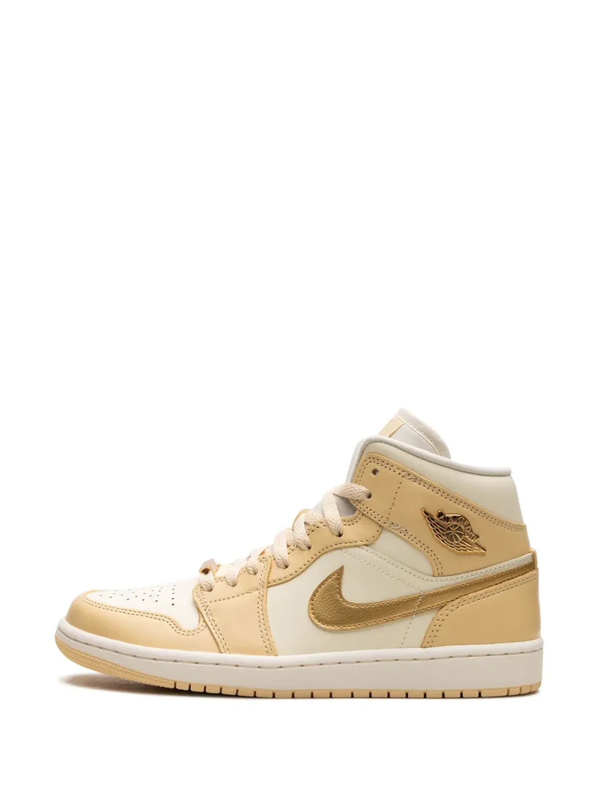 Jordan エアジョーダン 1 ミッド ペールベニラ/ココナッツミルク/セイル/メタリックゴールド スニーカー - イエロー - 画像4
