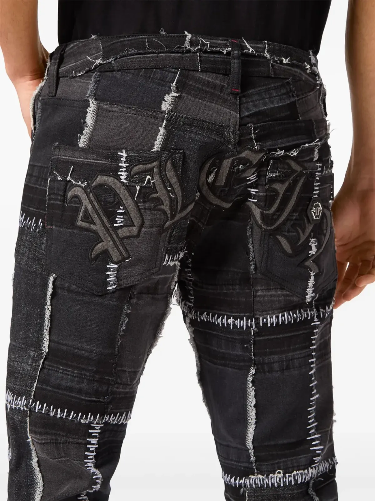 Philipp Plein パッチワークデザイン ストレートレッグ ジーンズ - 画像5