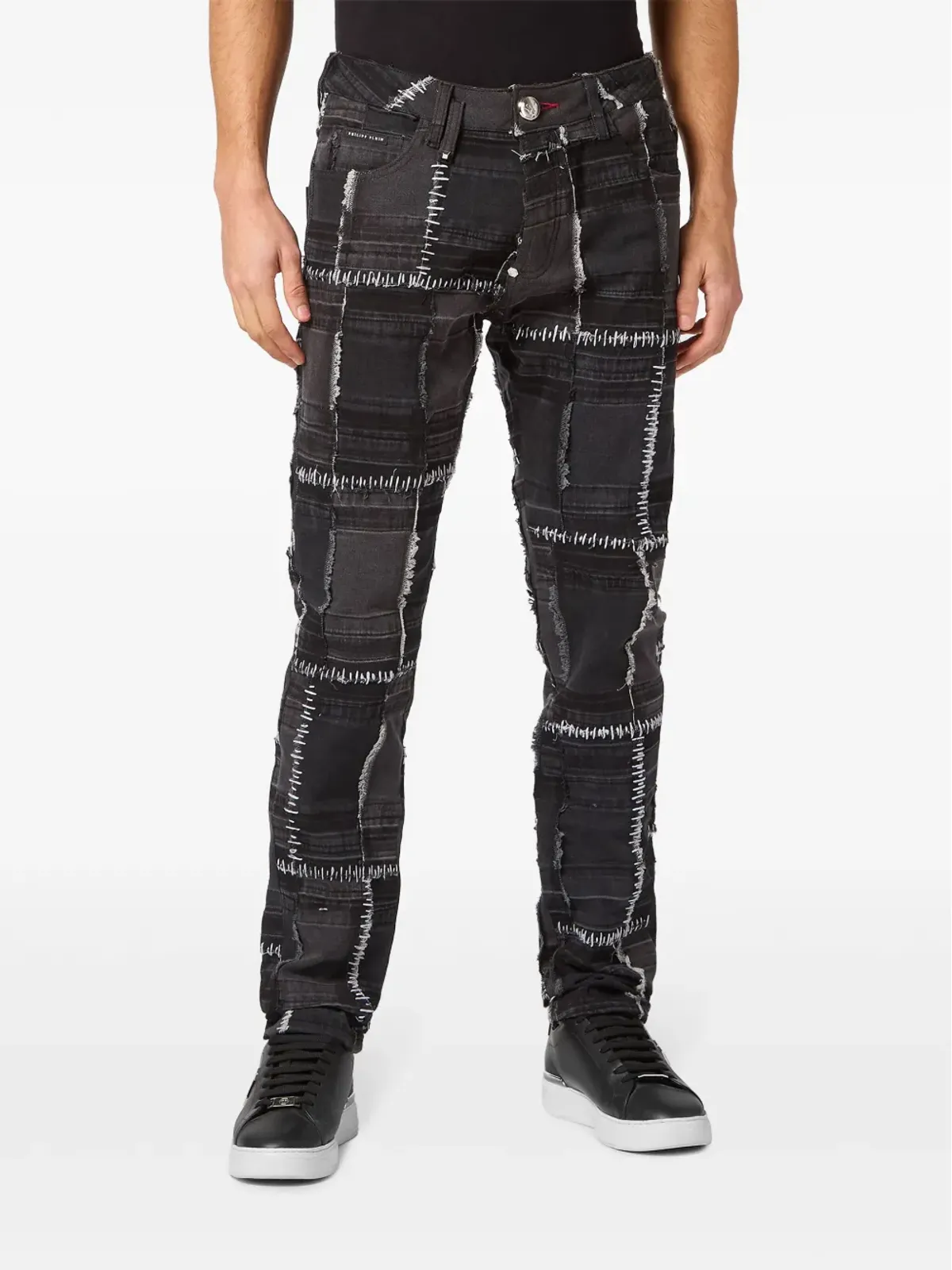 Philipp Plein パッチワークデザイン ストレートレッグ ジーンズ - 画像3