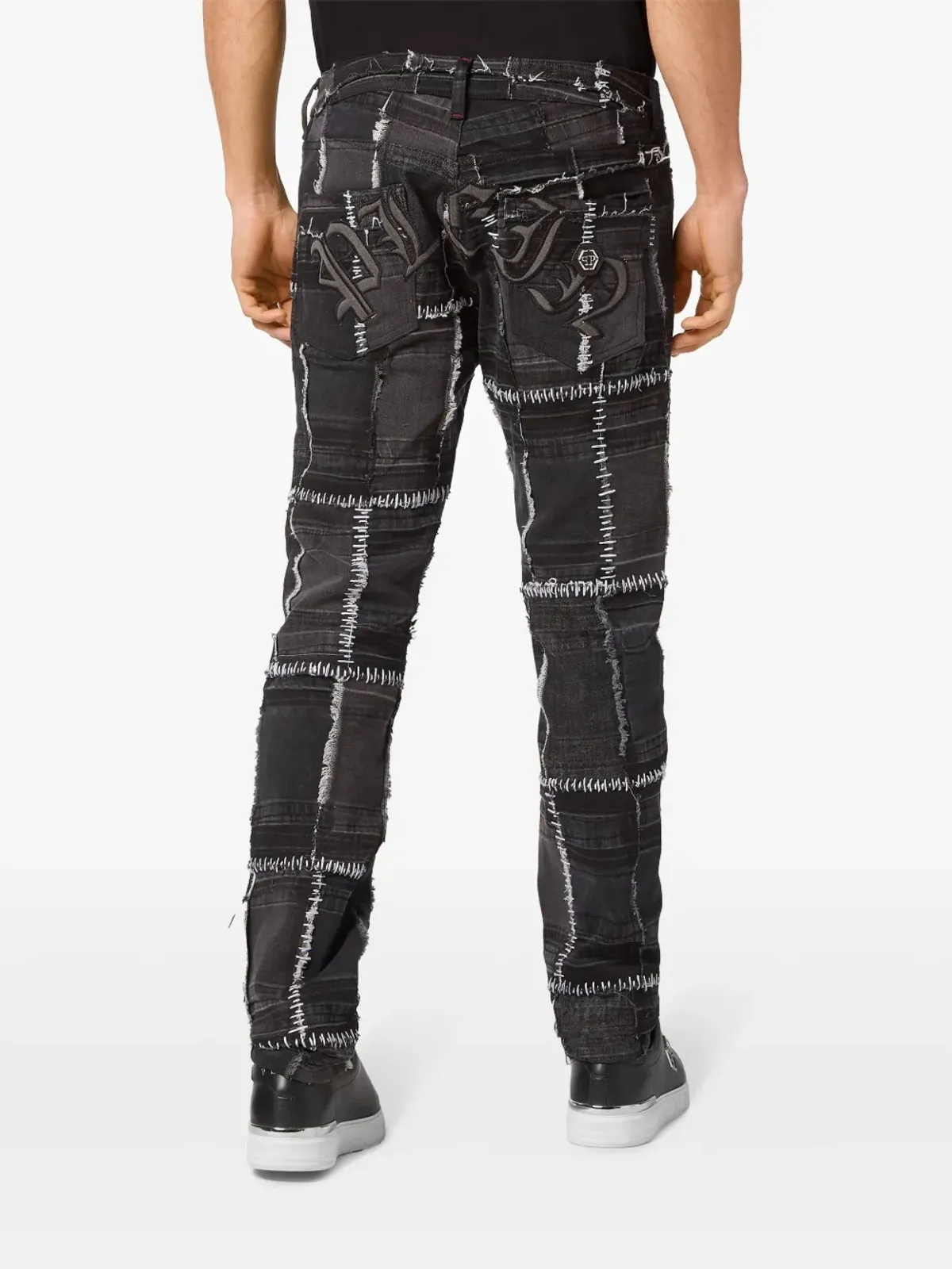 Philipp Plein パッチワークデザイン ストレートレッグ ジーンズ - 画像4