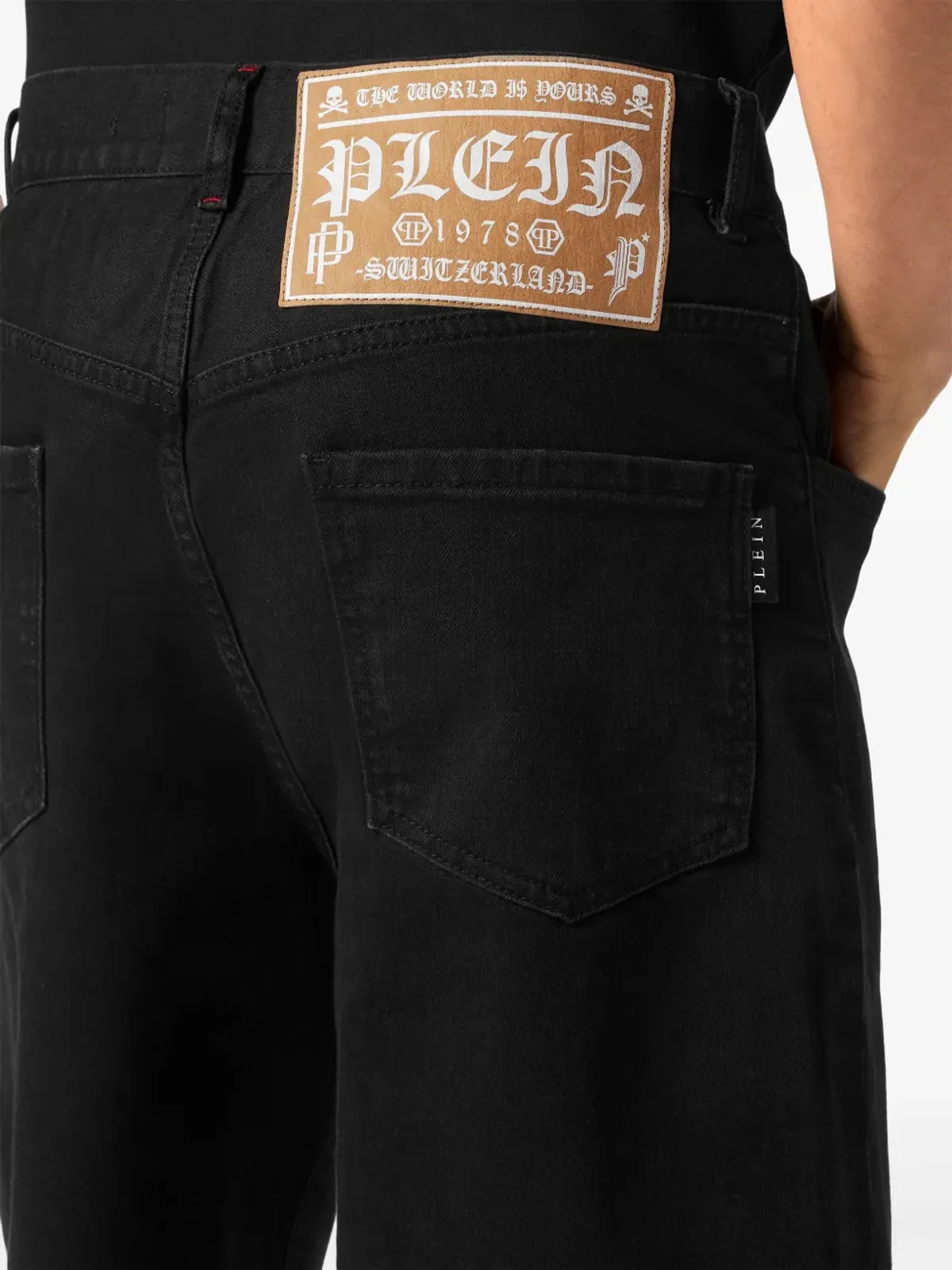 Philipp Plein スカル刺繍デニムショーツ - ブラック - 画像5