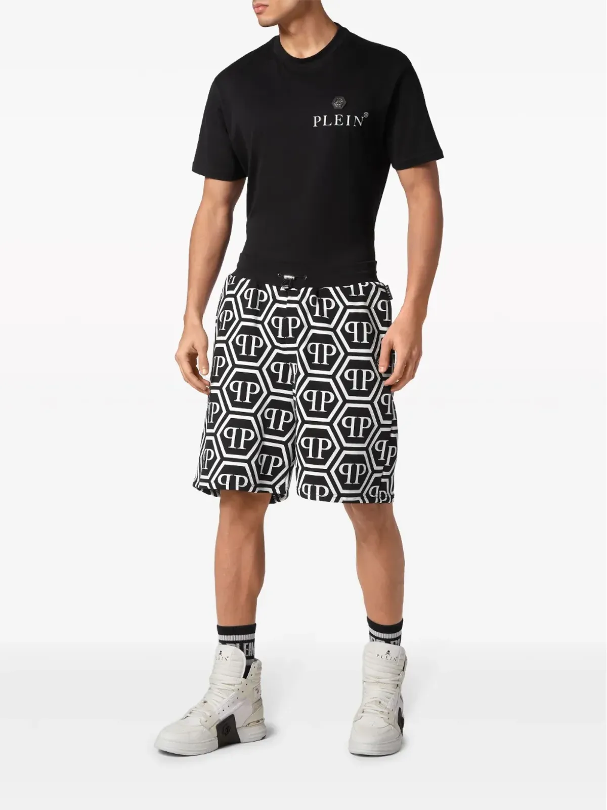 Philipp Plein モノグラム ドローコード付き トラックショーツ - 画像2
