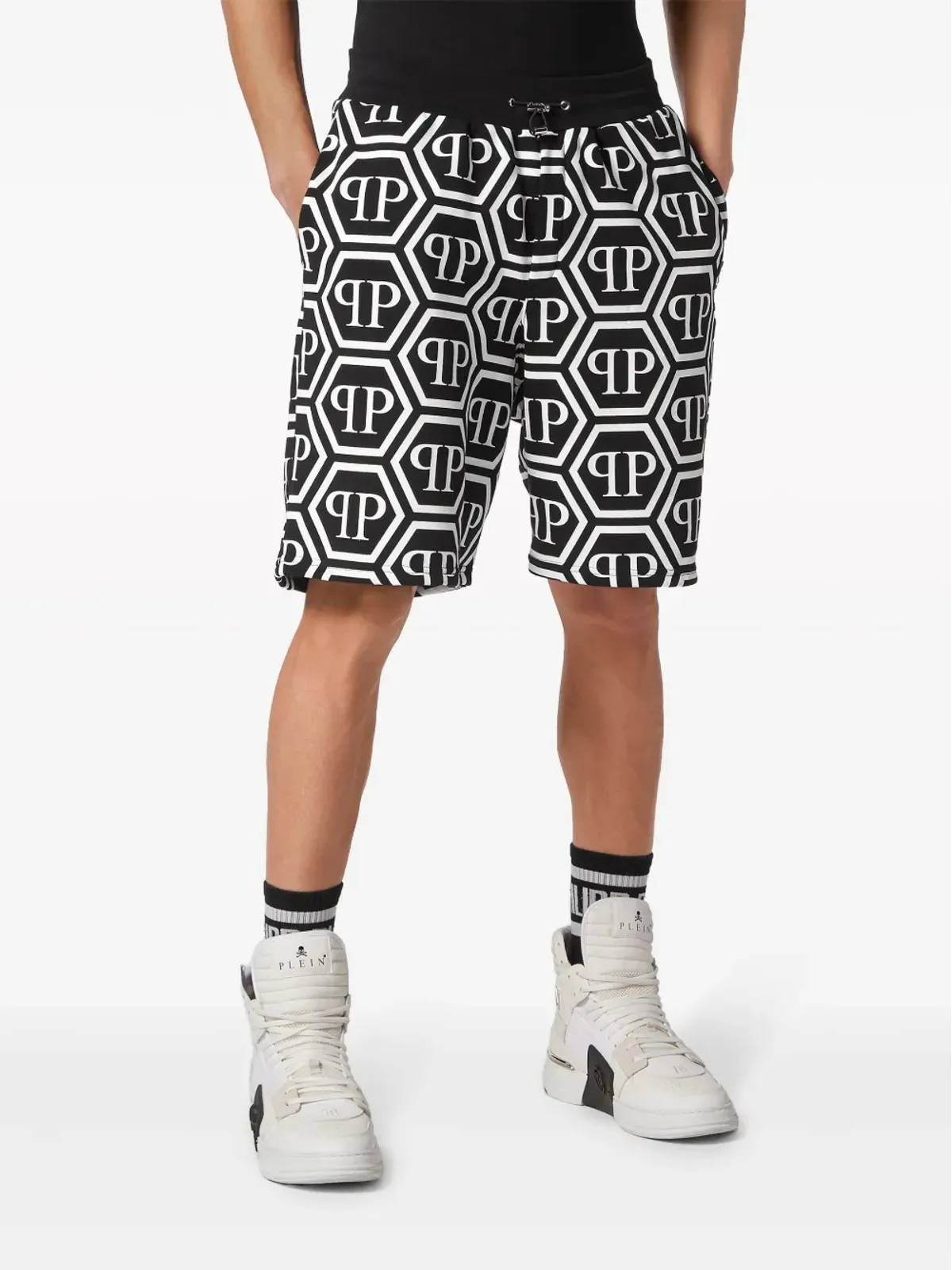 Philipp Plein モノグラム ドローコード付き トラックショーツ - 画像3