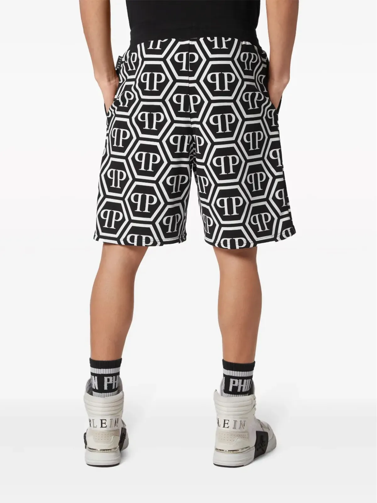 Philipp Plein モノグラム ドローコード付き トラックショーツ - 画像4