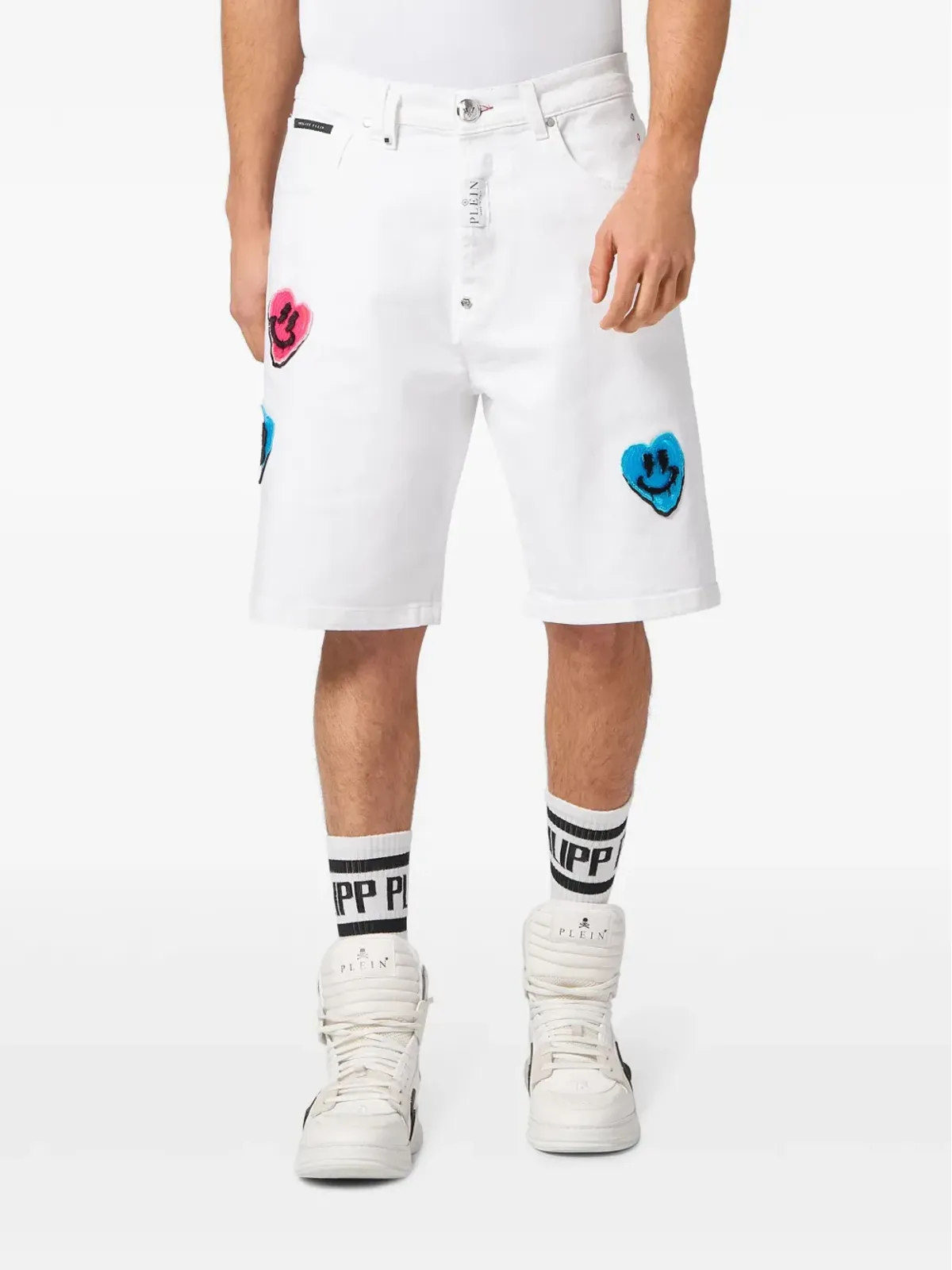 Philipp Plein スマイルグラフィティプリント ストレートレッグショーツ - ホワイト - 画像3