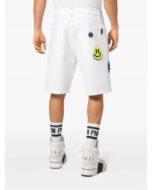 Philipp Plein スマイルグラフィティプリント ストレートレッグショーツ - ホワイト - サムネイル4