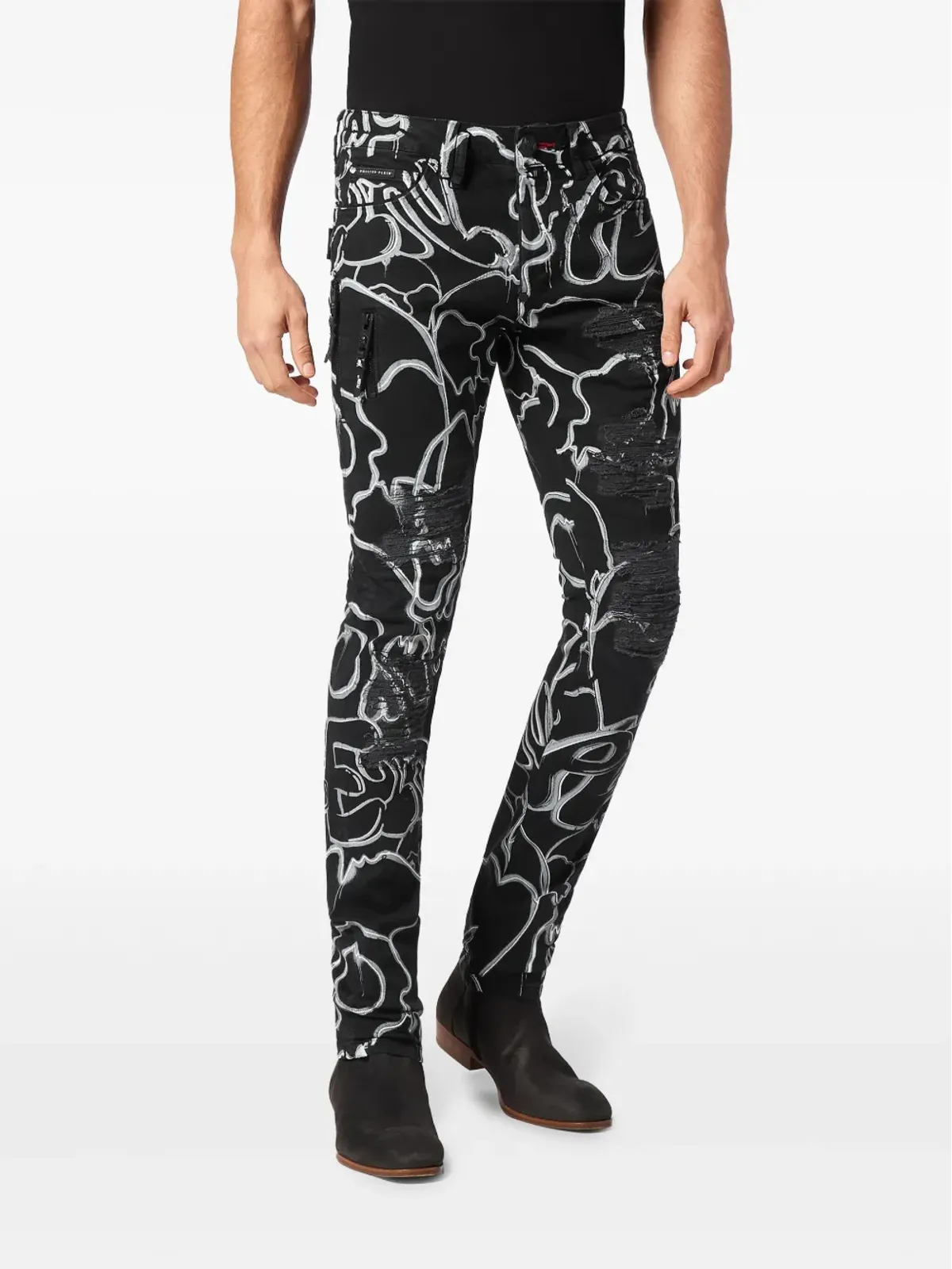 Philipp Plein スカル＆ボーンズ ストレートレッグ ジーンズ - 画像2