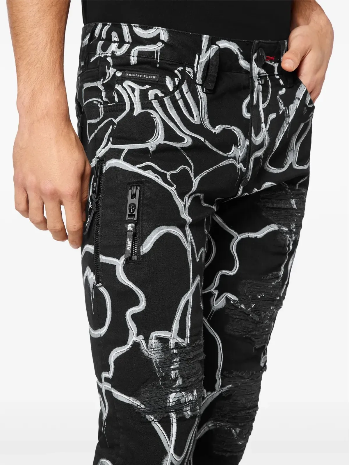 Philipp Plein スカル＆ボーンズ ストレートレッグ ジーンズ - 画像4